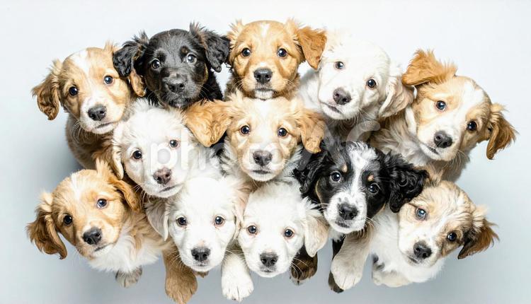 犬の大群 犬,仔犬,子犬の写真素材