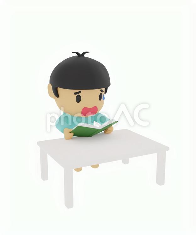 書籍を見て絶望驚愕するパジャマ患者 介護,入院,読書の写真素材