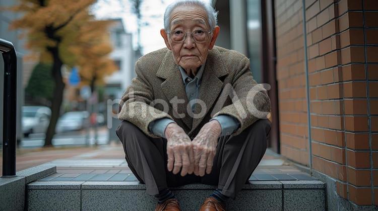 転倒する高齢者のリスク バリアフリー,段差,転倒の写真素材