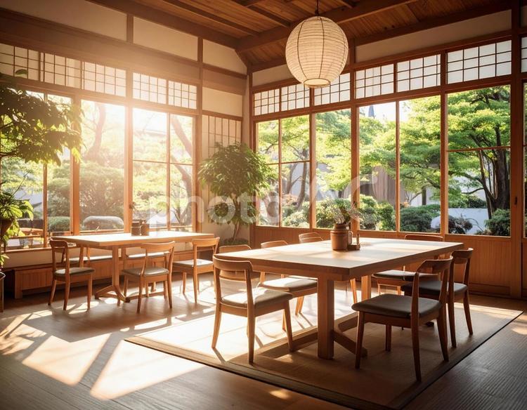 日本風のカフェ カフェ,ランチ,午後の写真素材
