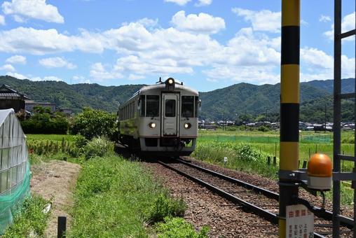 夏の景色の丹鉄 丹鉄,車輛,列車の写真素材