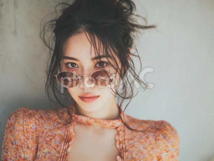 ヘアサロンの女性モデル、モード撮影 ヘアサロン,女,モデルの写真素材