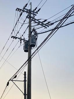 電柱電線7274 電柱,電線,電気の写真素材