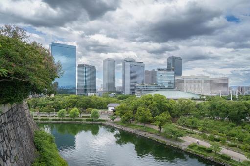 大阪　大阪城ホールと大阪ビジネスパーク 大阪城,オオサカ,城の写真素材