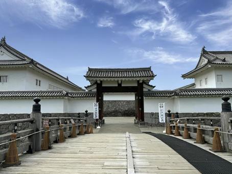 山形城跡1_二ノ丸東大手門橋 山形城,木造,橋の写真素材