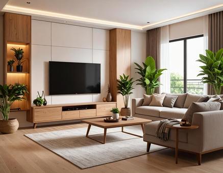 テレビのあるリビングルーム テレビのあるリビングルームの写真