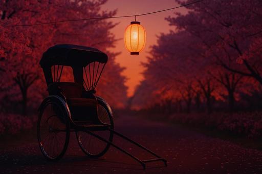 宵桜と人力車の道 宵桜と人力車の道の写真