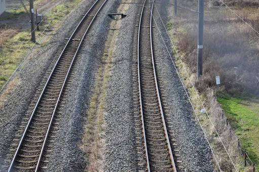 鉄道線路 羽越本線 山形県庄内 線路,電車線路,鉄道線路の写真素材