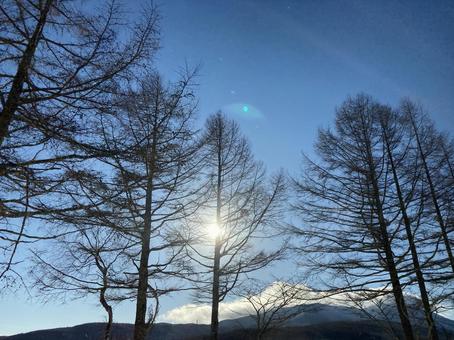 冬の空 冬の空,冬の景色,八ヶ岳の写真素材