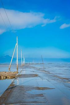 熊本県　宇土市　長部田海床路の風景 長部田海床路,宇土,海中道路の写真素材