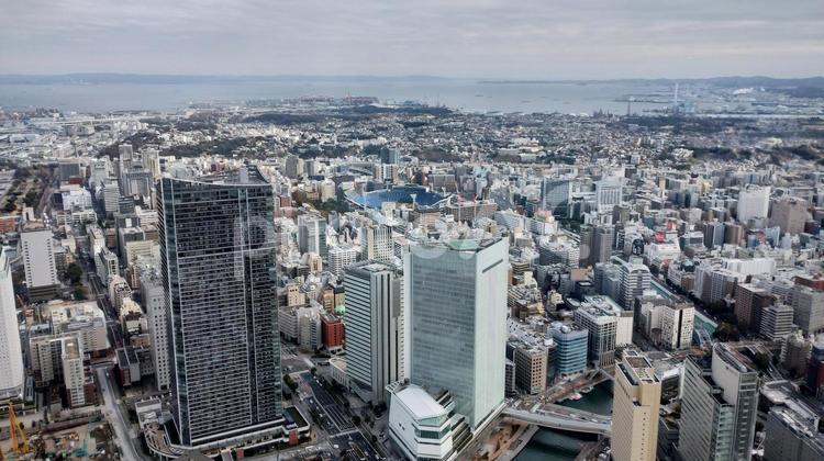 上空から見た横浜 景色,風景,町並みの写真素材
