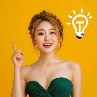人差し指でポイントを指し示す女性 人差し指でポイントを指し示す女性の写真