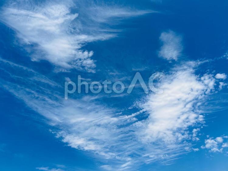流れる雲が美しい青空の風景 空,青空,雲の写真素材