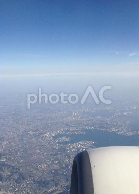眼下の喧騒 空路,空,景色の写真素材