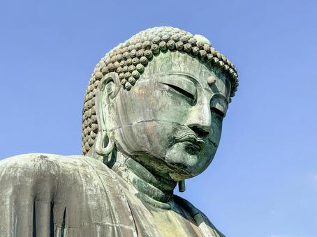 鎌倉大仏　アップ 鎌倉,鎌倉大仏,長谷の写真素材