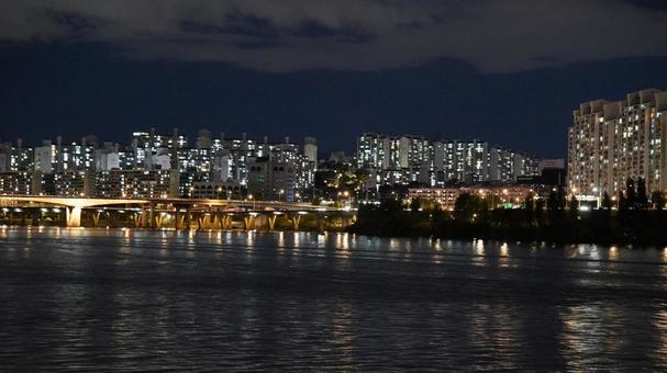 ソウル_夜景 ソウル_夜景 夜景,漢江,ソウルの写真素材