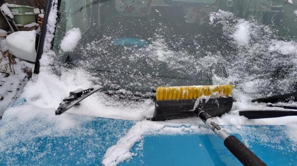 車の雪 雪,車,雪かきの写真素材