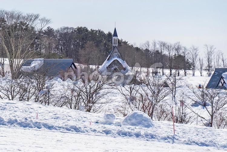 冬の教会 雪,冬,教会の写真素材