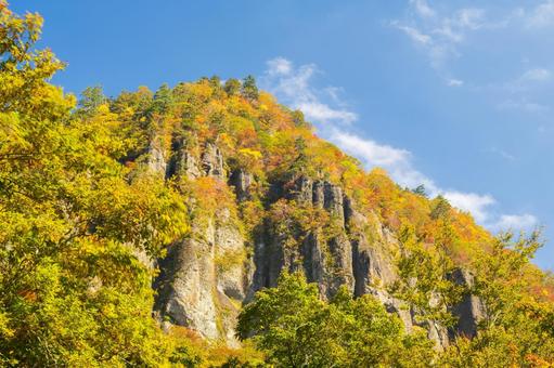紅葉の盤司岩⑵ 盤司岩,秋,紅葉の写真素材