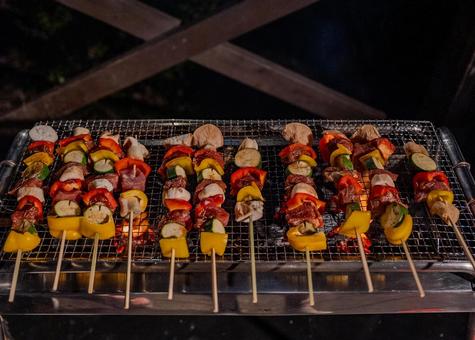 コテージバーベキュー コテージバーベキュー バーベキュー,bbq,串焼きの写真素材