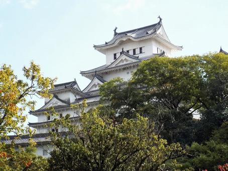 【風景写真】姫路城の風景 【風景写真】姫路城の風景 姫路城,天守閣,木造の写真素材
