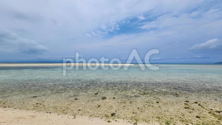 引き潮の海 海,夏,沖縄の写真素材