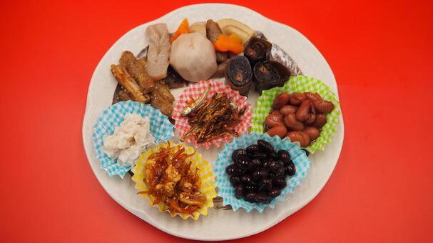 おせち料理・盛り合わせ おせち料理,筑前煮,里芋の煮転がしの写真素材