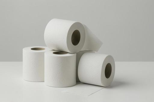 トイレットペーパーの山積みの写真
