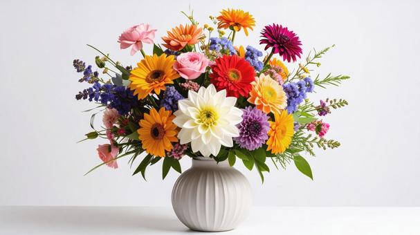花瓶に生けられたたくさんの花02 花瓶に生けられたたくさんの花02の写真