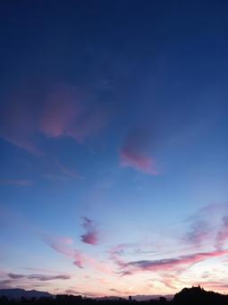Soft pink clouds and sunset sky, JPG