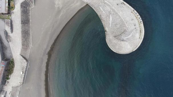 イルカ湾を空撮 イルカ湾を空撮の写真