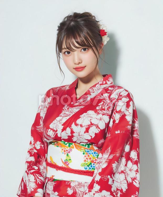鮮やかな浴衣を着た日本人女性 女性,日本人,20代の写真素材
