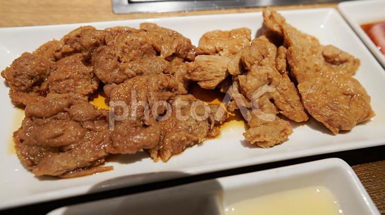 フェイクミート（大豆ミート）の焼き肉、カルビ風、ハラミ風 フェイクミート,大豆ミート,焼き肉の写真素材