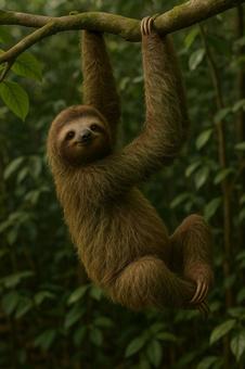 木にぶら下がるナマケモノ 木にぶら下がるナマケモノの写真