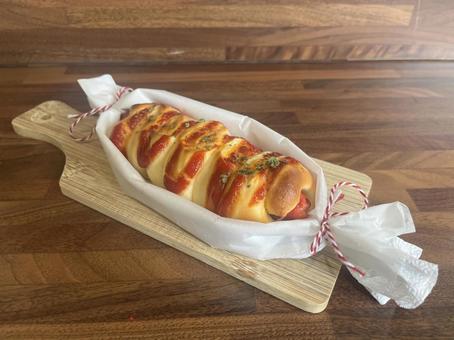 ソーセージパン パン,手作り,ソーセージロールの写真素材