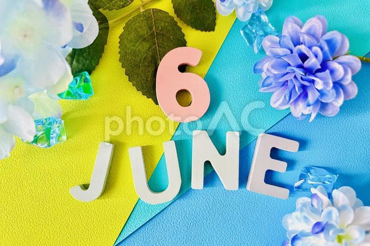 6月のイメージと紫陽花 6月,june,背景の写真素材