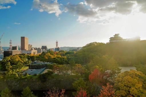 和歌山城と和歌山市街地の朝 和歌山城と和歌山市街地の朝の写真