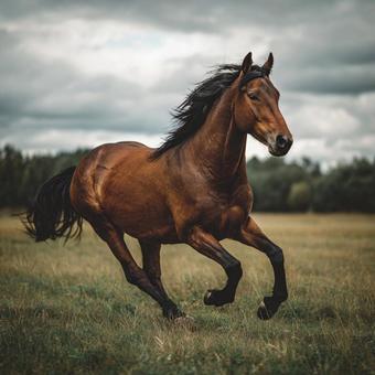草原を走る 馬 草原を走る 馬の写真