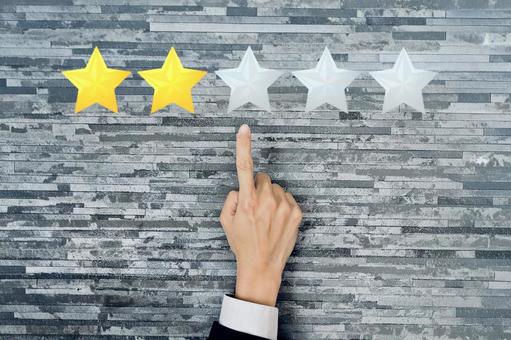 5段階中2つ星の評価 評価,不満,星の写真素材