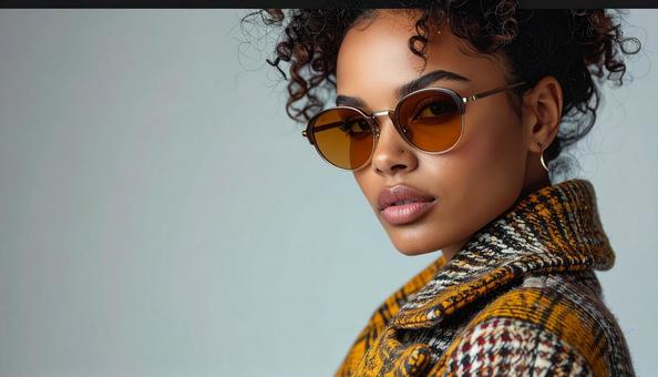 サングラスをかけたお洒落な女性モデルの写真