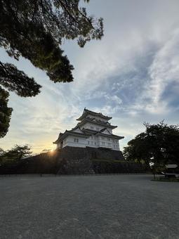 夕焼けの小田原城① 城,小田原城,japanの写真素材