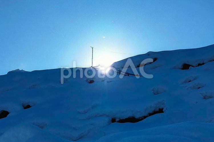 1月の里山25 里山,雪,積雪の写真素材