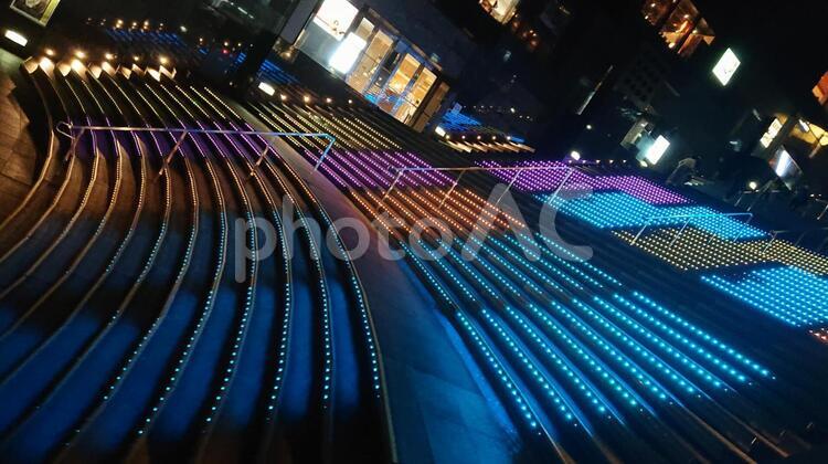 階段イルミネーション 光,動くこと,音楽の写真素材