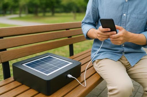 太陽光スマートベンチ公園ソーラー充電 太陽光スマートベンチ公園ソーラー充電の写真