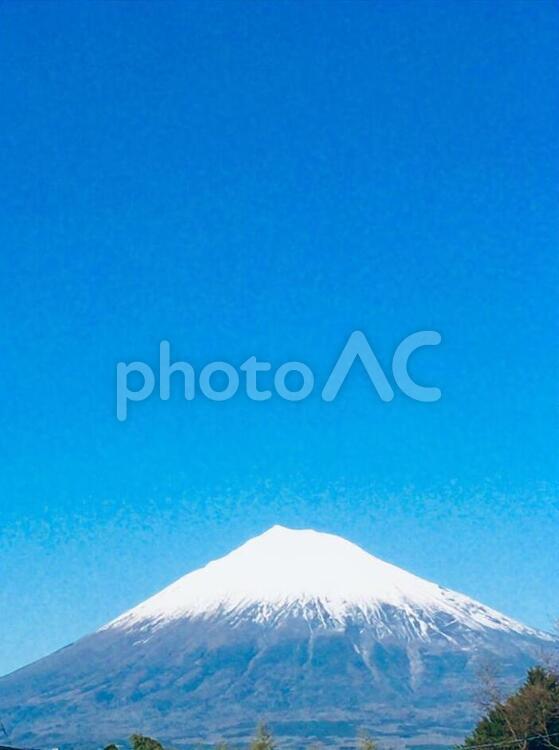 富士山と青空 雪,空,屋外での写真素材