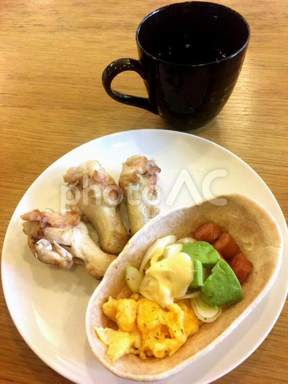 トルティーヤボートとコーヒーのセット tortilla,web素材,いただきますの写真素材