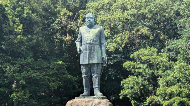 鹿児島 中央公園にある西郷隆盛の銅像 西郷,西郷隆盛,銅像の写真素材