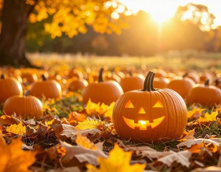 明かりが灯る笑顔のジャック・オ・ランタンの写真