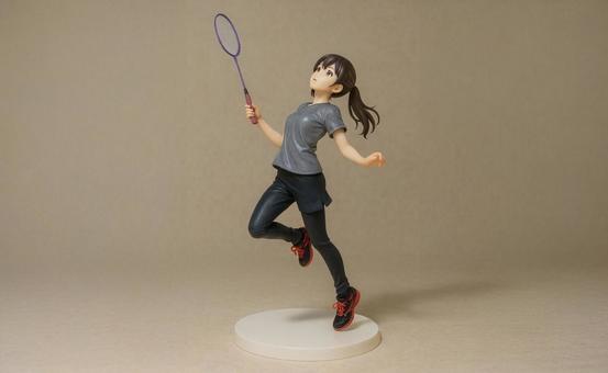 バドミントンをする女性のフィギュア バドミントンをする女性のフィギュアの写真