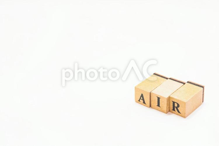木のブロックの英単語　AIR air,ブロック,木ブロックの写真素材